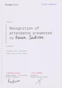 Savidan Google Cloud training attestation